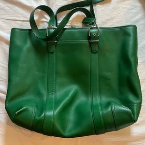 Hunter green large leather Coach bag